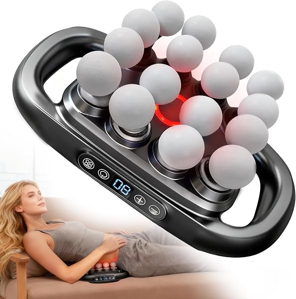 16-Head Massage Gun Deep Tissue Massager, Portable Back Massager with 3 Modes & 30 Intensities, 16-Head Wide Coverage, 32800rpm/min, 50kg Deep Pressure, for Neck, Back, Shoulders, Legs (Upgraded) - 1