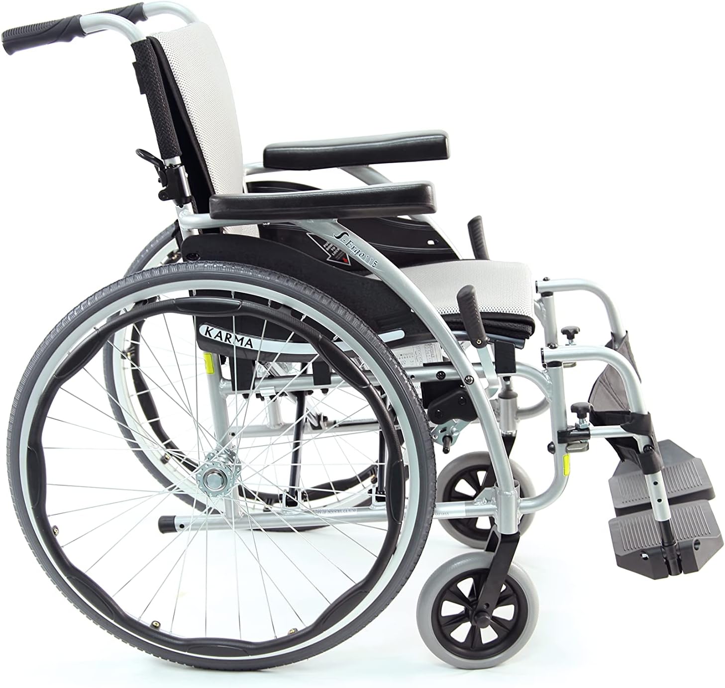 Karman 25 lbs Ergonomic Wheelchair with Removable Footrest 18" Silver : Health & Household