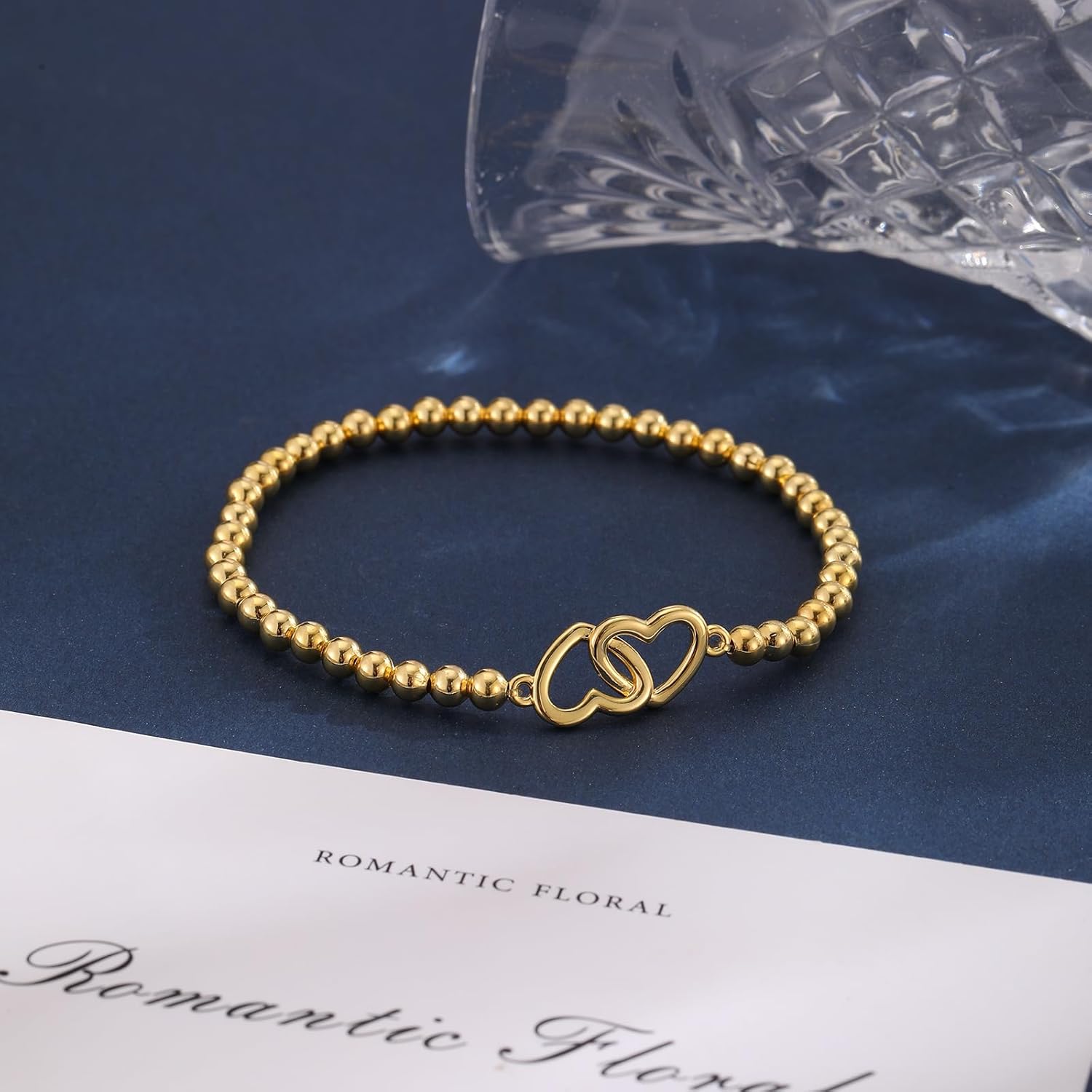 Gold Bracelets for Women, Cute 14K Gold/Silver Plated Stretch Beaded Bracelets for Women Trendy Stackable Charm Bracelet Dainty Adjustable Waterproof Non Tarnish Jewelry Gifts for Her - Image 6