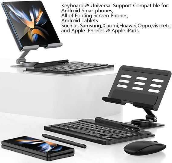 Keyboard for Tablets + Foldable Stand + Mouse + Pen,Universal Holder for Samsung Tabs/Apple iPads/Huawei MediaPads/Xiaomi Pads/Lenovo Tabs/OnePlus Pad/vivo Pad(2)