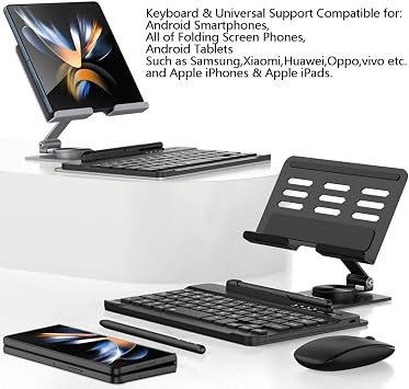 Keyboard for Tablets + Foldable Stand + Mouse + Pen,Universal Holder for Samsung Tabs/Apple iPads/Huawei MediaPads/Xiaomi Pads/Lenovo Tabs/OnePlus Pad/vivo Pad(2)