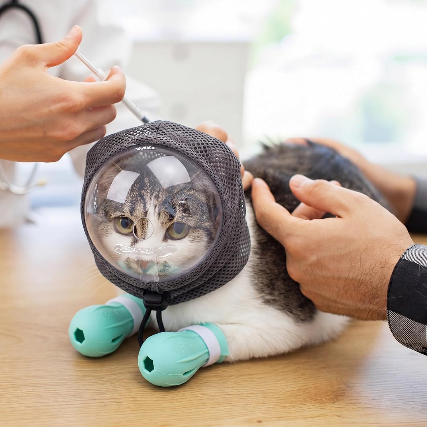 10 Pcs Cat Grooming Kit Include Adjustable Cat Muzzle, Paw Covers Boots, Scratch-resistant Gloves, Nail Clipper & Comb for Pet Bathing Shaving Nail Trimming