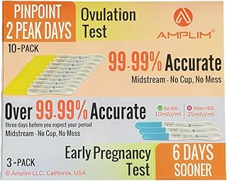 Amplim Midstream Pregnancy Test and Ovulation Tests Kit, Bulk Early Detection HCG & LH Sticks, 99.99% Accurate at Home Predictor 6 Days Early Result, Extra Sensitive Fertility Tracker for Women
