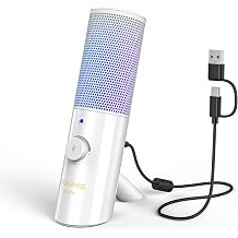 7RYMS RGB oyun USB mikrofonu, PC i in - RGB ayd nlatmal  podcast kondansat rl  masa st  mikrofonu, kazan  kontrol , canl  yay n, Podcasts, Twitch, YouTube i in ses izleme AT10 beyaz