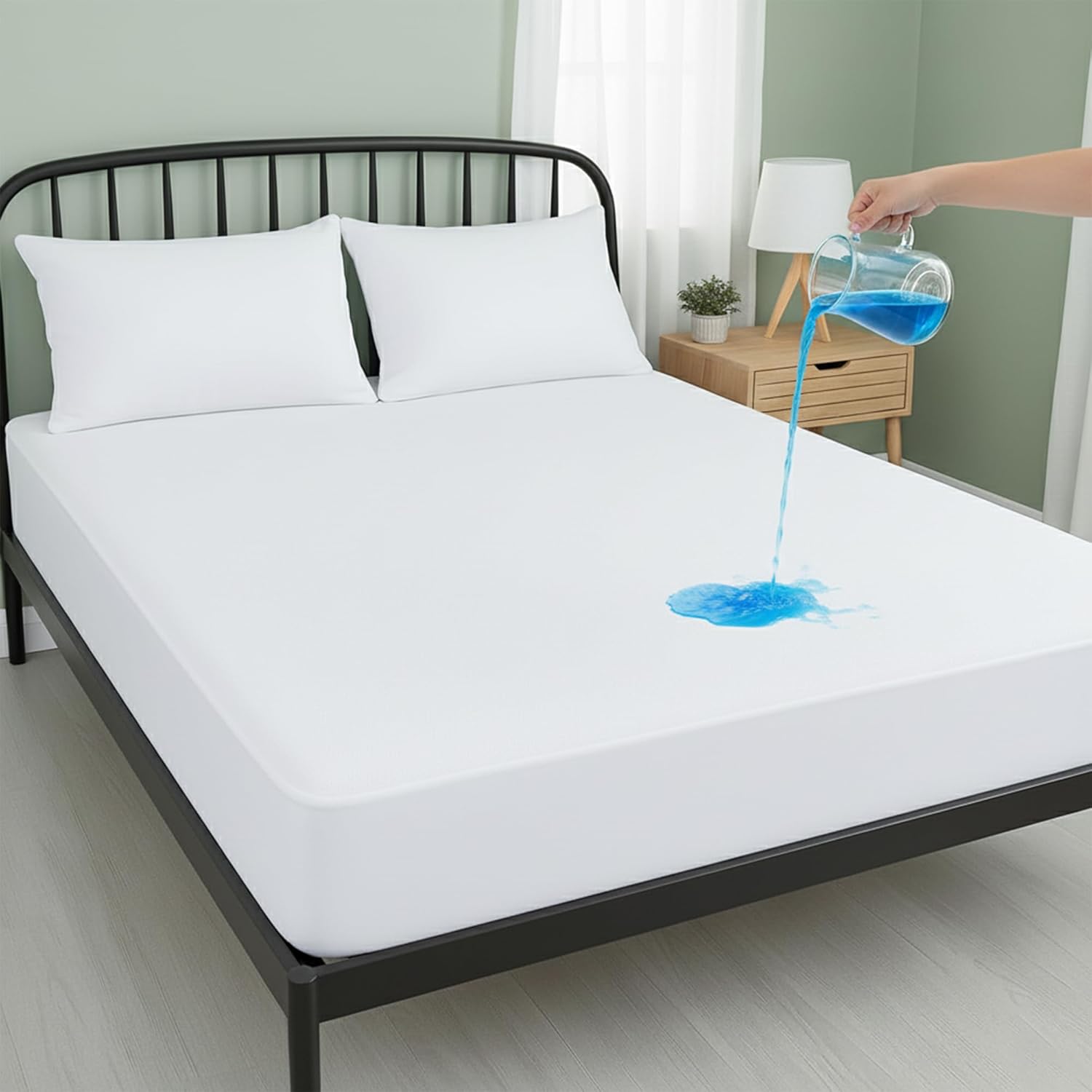 Waterproof Mattress Protector King Size - Premium Terry Surface Mattress Cover, 100% Waterproof & Breathable, Noiseless Fitted Protector with Deep Pocket, Machine Washable (White)