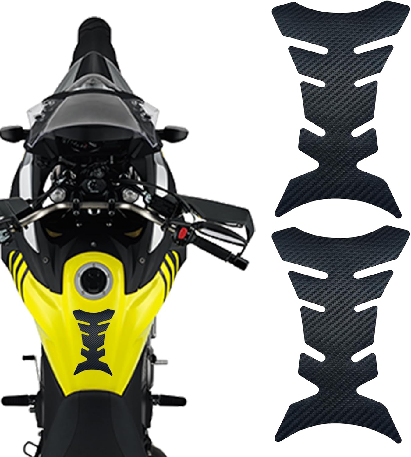 Pack of 2 Motorcycle Tank Pads Black Motorcycle Accessories 20.5 x 14 cm