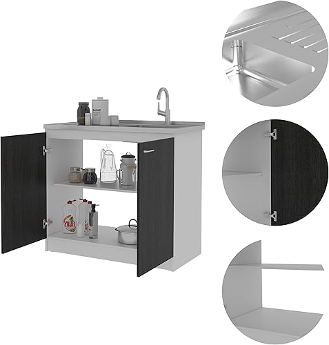 Vista 28 de Tuhome Napoles - Fregadero de lavandería con fregadero integrado de acero inoxidable, gabinete y gabinete de grifo extraíble todo en uno
