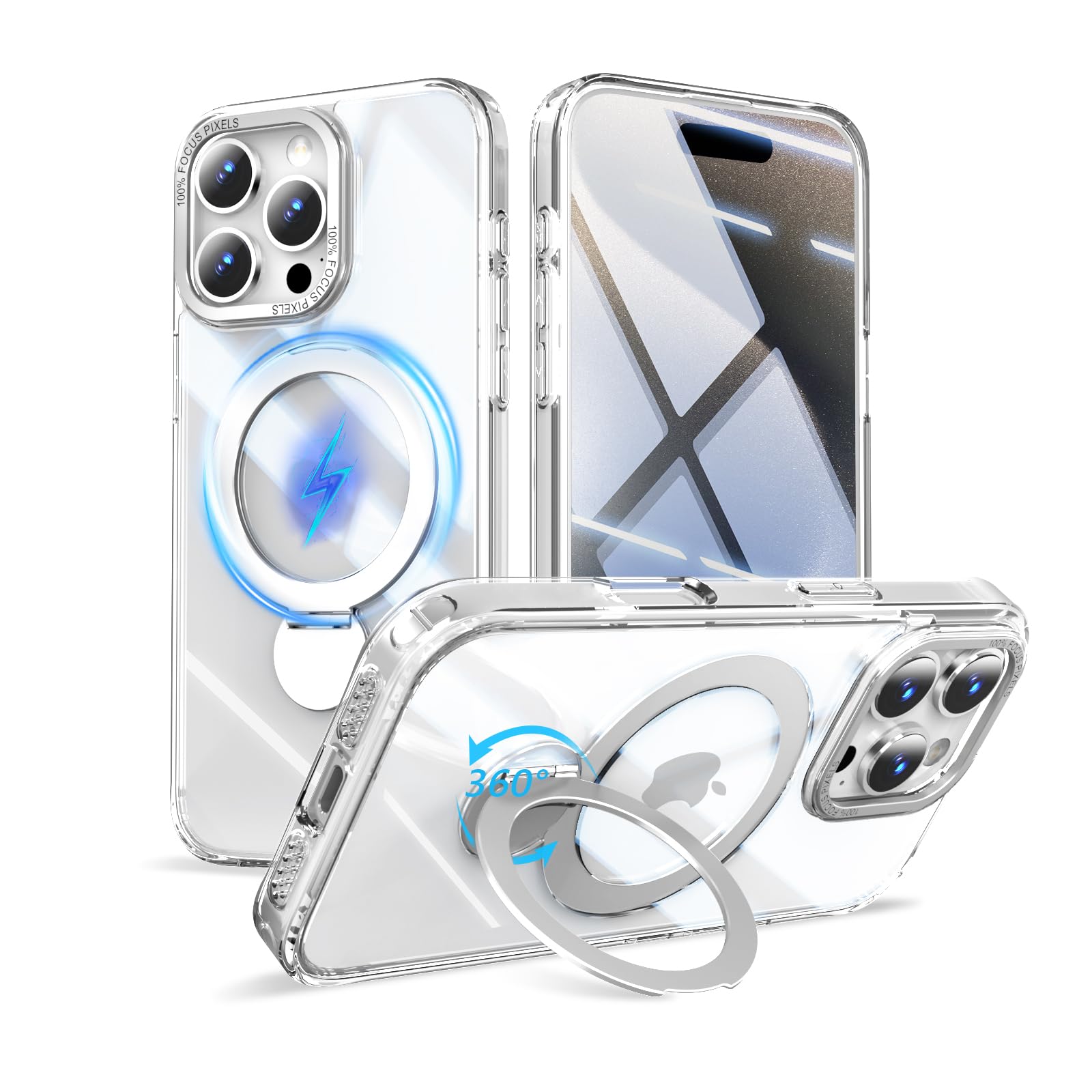 iphone 15 promax 用 ケース MagSafe対応 ワイヤレス充電 いphone 15 promax カバー 高耐久性 米軍MIL規格 アイフォン 15 promax ケース リング スタンド マグネット搭載 スマホケースiphone 15 promax 縦横両対応 スマホカバー 15 プロマックス 全面保護 黄変防止 軽量 (6.7インチ)クリア【SHANGHAO】クリア