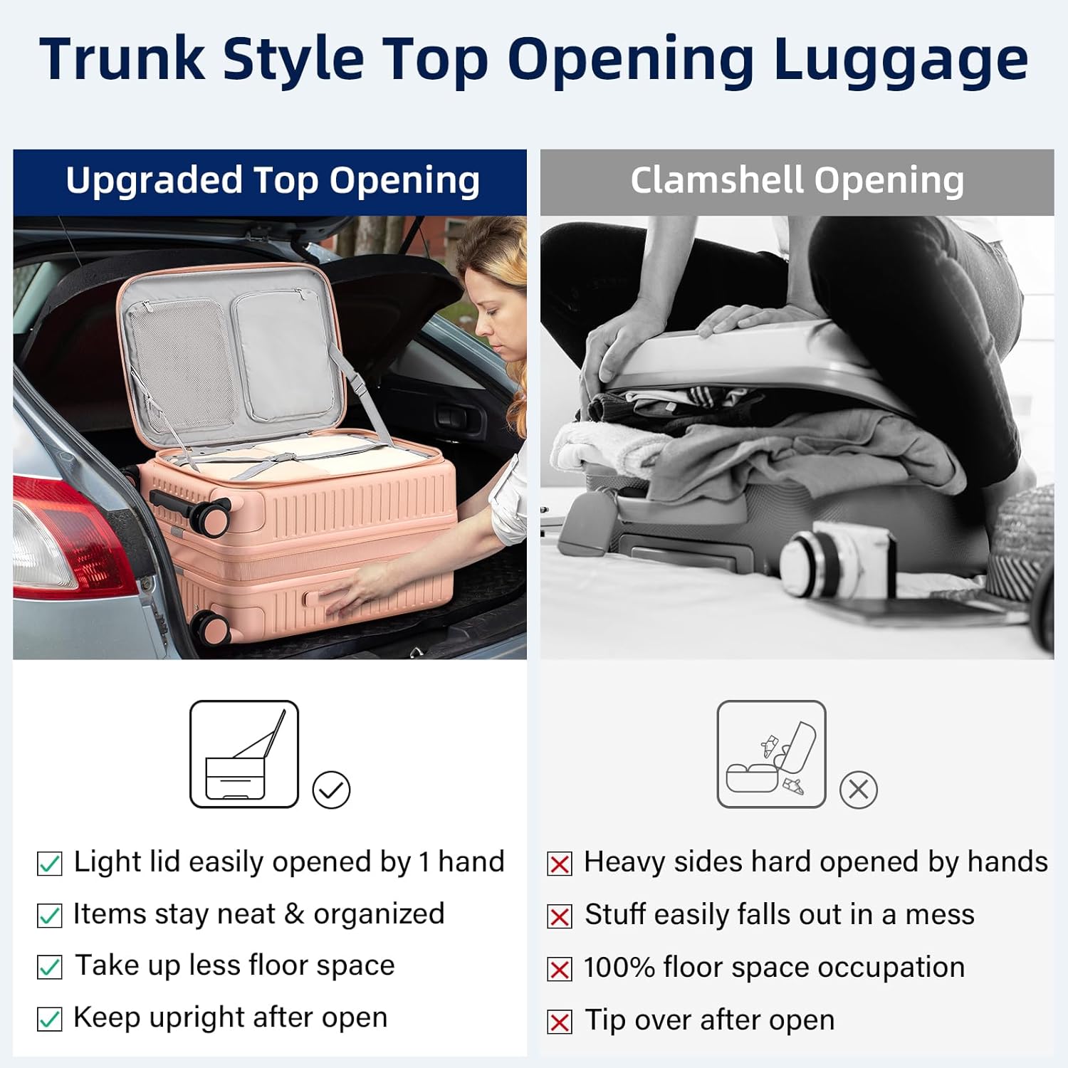 20 Inch Carry on Luggage 22x14x9 Airline Approved Hard Shell Suitcases with Wheels, Top Opening Expandable Carry on Luggage with Cup Holder Small Rolling Suitcase with Lock, Pink - Image 2