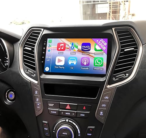 Radio de coche estéreo para Hyundai IX45 Santa FE 2013-2018 Android 13 9 pulgadas pantalla coche in-Dash navegación GPS RAM 2 GB ROM 32 GB