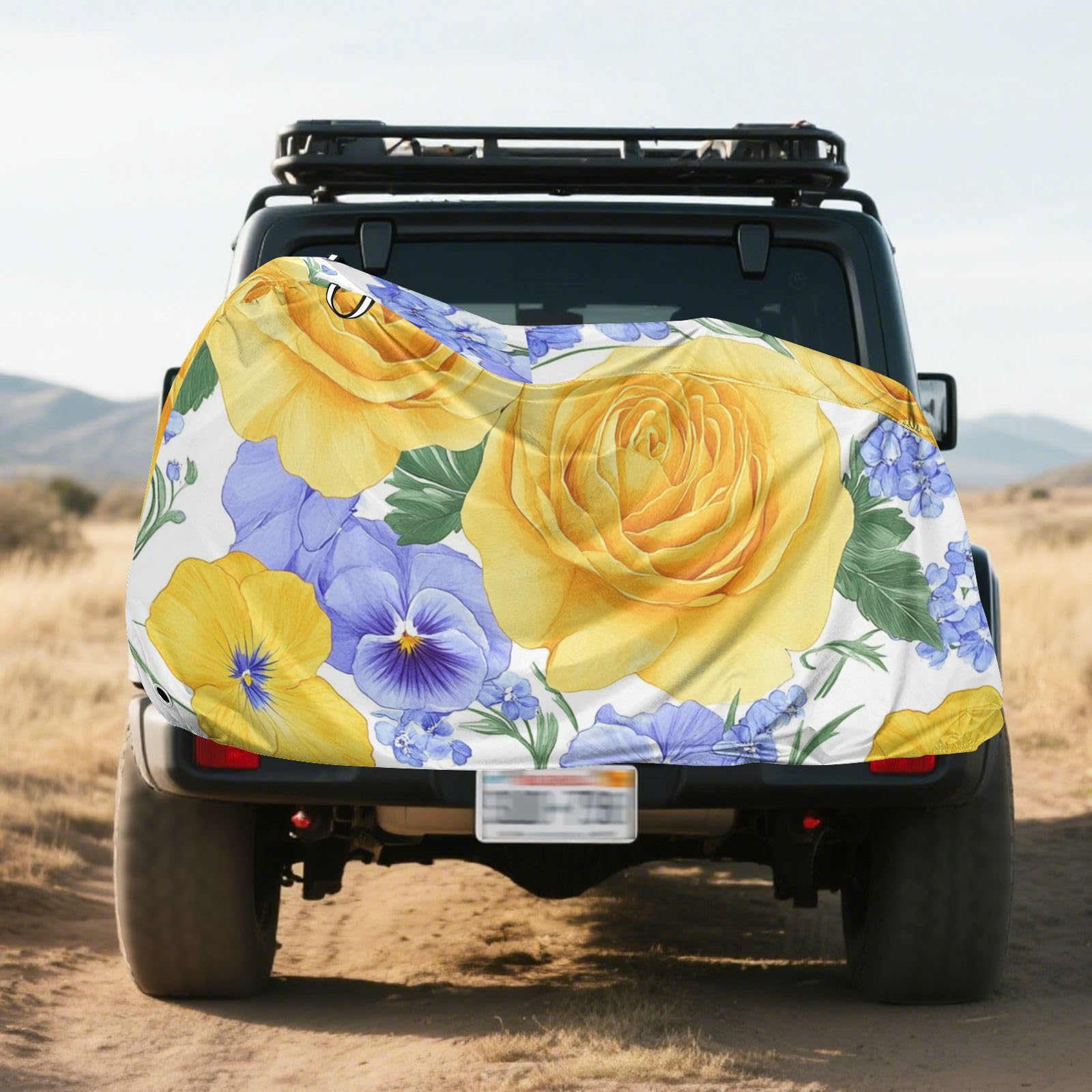 Housses de vélo imperméables avec trous de verrouillage - Pour intérieur et extérieur - Convient à la plupart des accessoires de vélo de montagne - Fleurs d'été jaunes et violettes