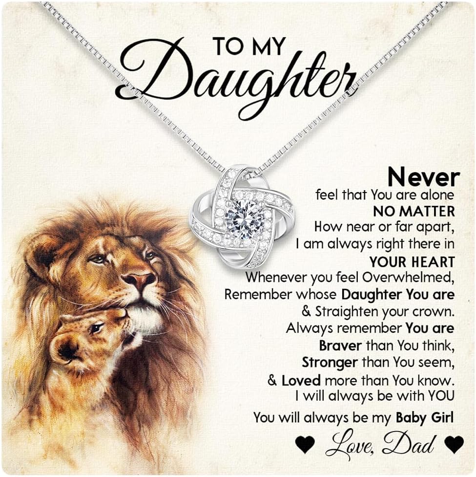 Larvincy To My Daughter Necklace From Dad With Heartfelt Message & Elegant Box, Gifts For Daughter From Father, Beautiful Jewelry Gift From Love Daddy On Graduation, Birthday, Wedding, Valentine’s Day