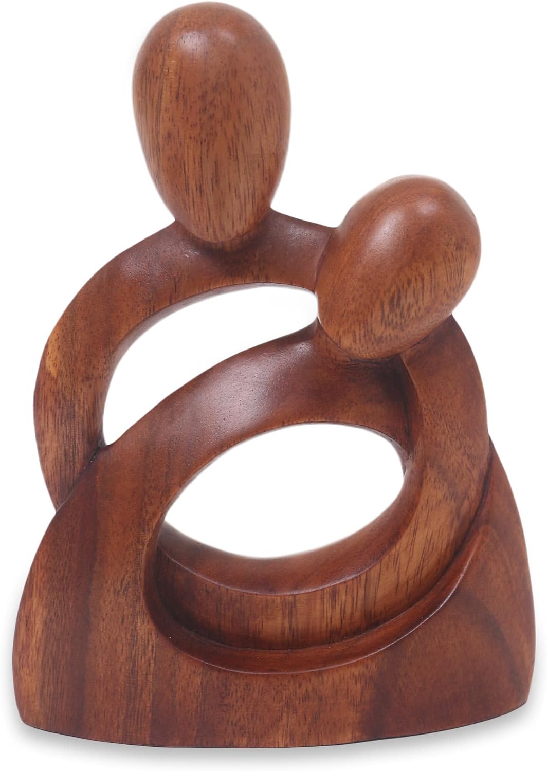 NOVICA 'Eternity of Love' Romantic Suar Wood Couple Sculpture, 8" Handcrafted Balinese Artisan Statue