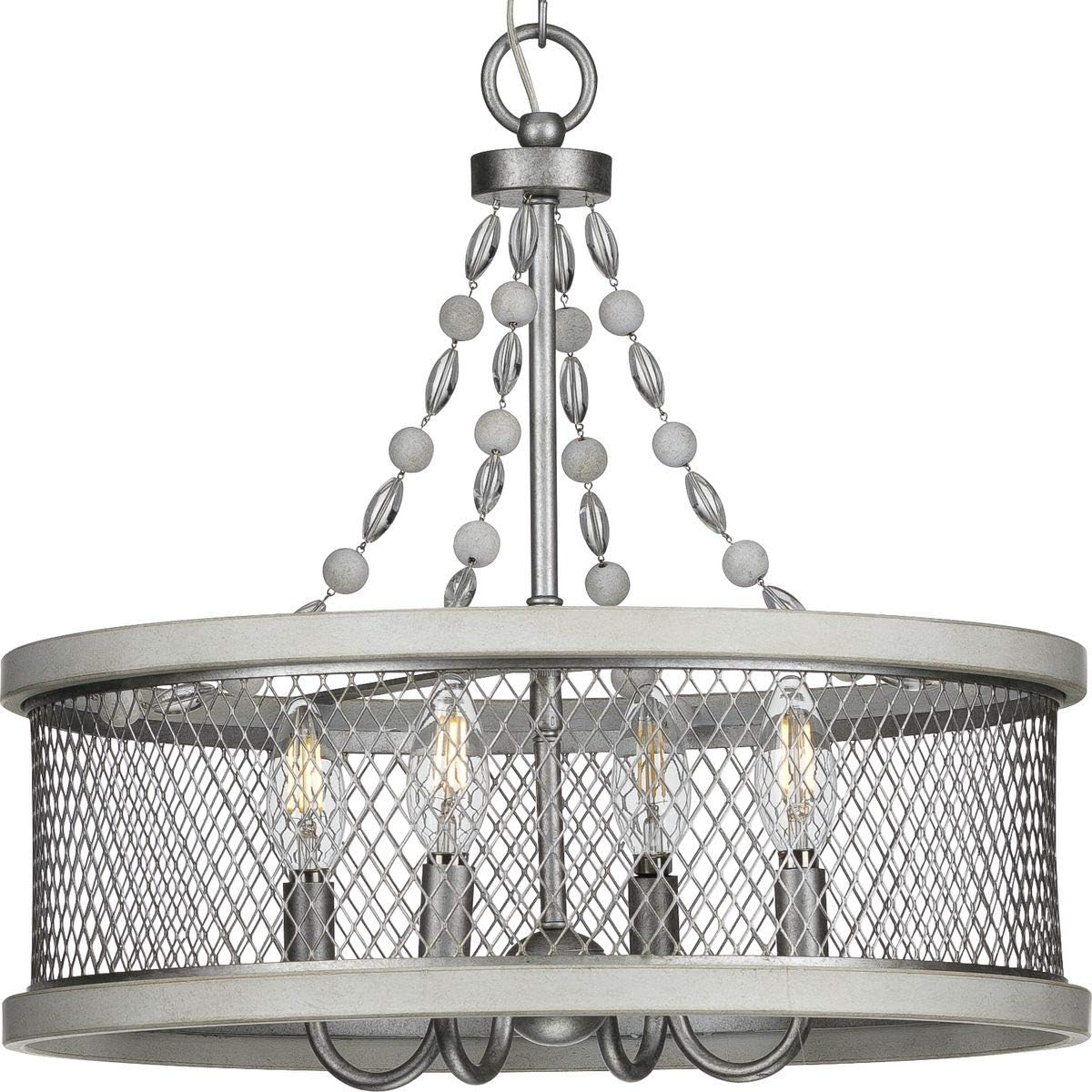 Progress Lighting Austelle Collection 4-Light Farmhouse Chandelier Light Galvanized