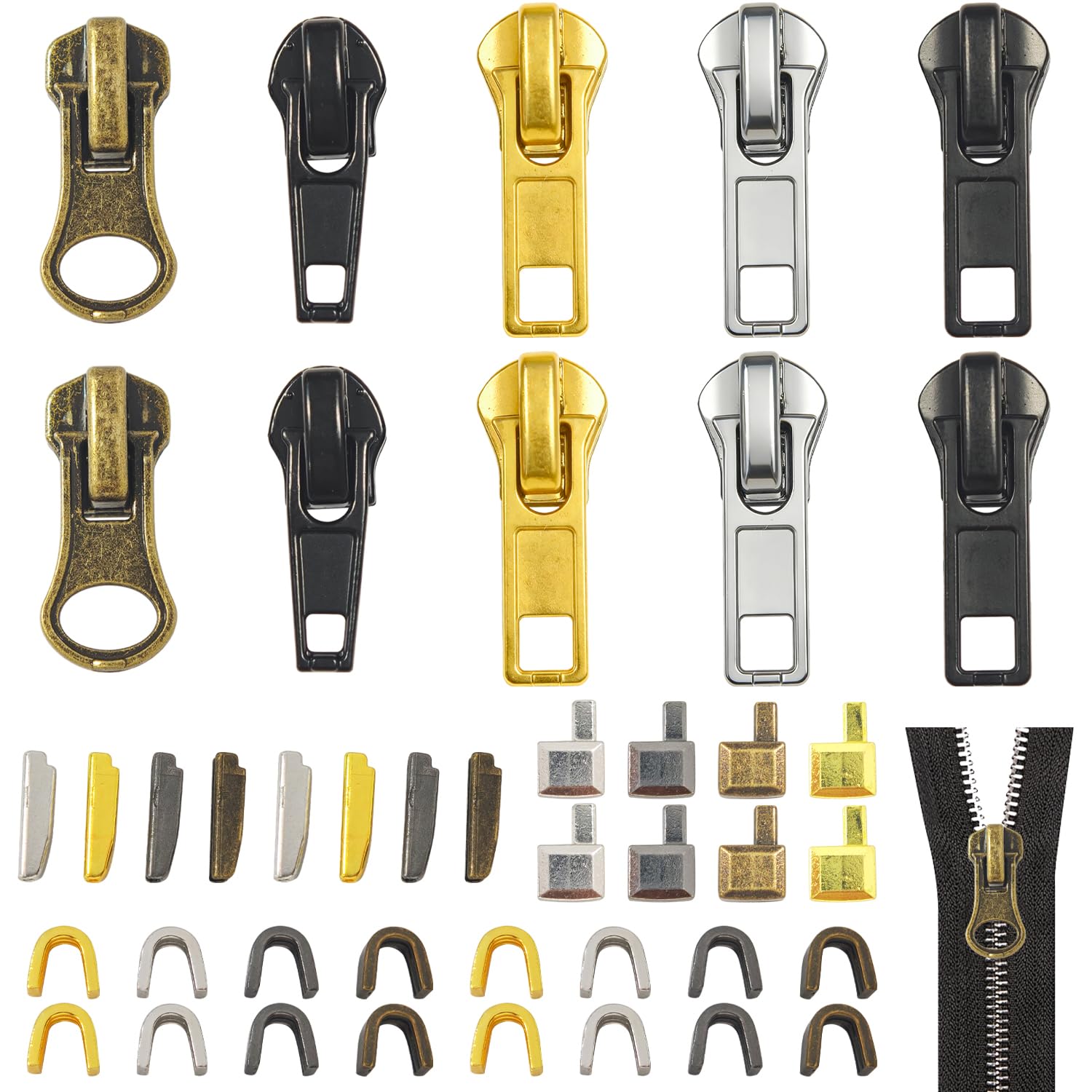 GAZIL 42-piece zipper repair kit, metal zipper replacement slider kit approx. 50g for jackets, jeans, bags, tents – Zipper Repair Kit #5