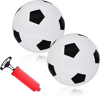 Pack of 2 Mini Soft Toddler Soccer Ball with Air Pump, 5.5 Inch Small Kids Football Beach Balls Mini Soccer Ball Indoor Football Soccer Toddler Football for Indoor Outdoor Playground Garden (Football)