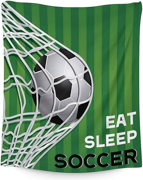Mercuryelf Soccer Blanket Gifts, 40"x50" Funny Football Throw Blankets for Boys Kids, Cozy Lightweight Fleece Plush for Sofa Bed Room Decor