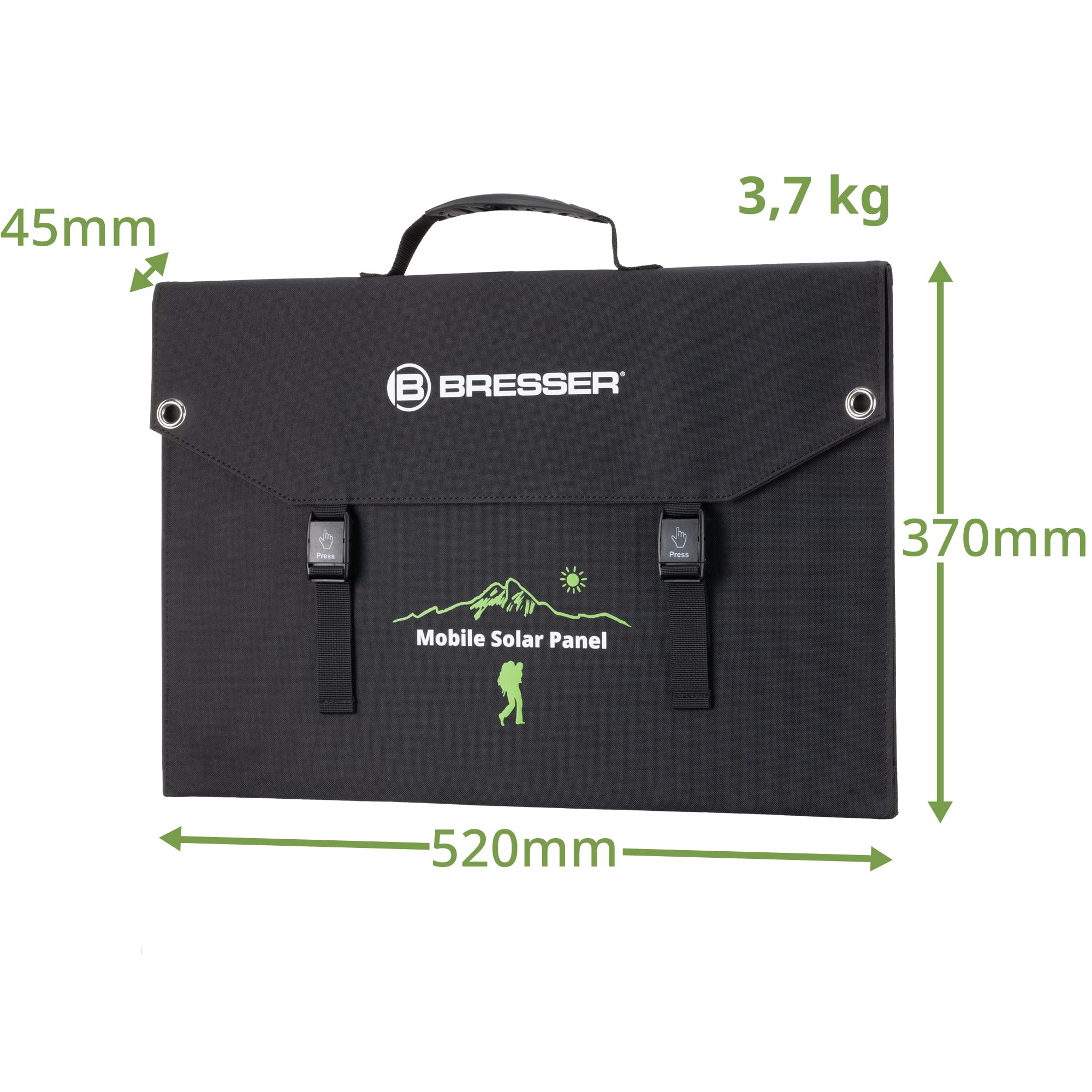 Bresser Solar Ladegerät 90W mit 1x DC- und 3x USB-A-Anschlüssen inkl. USB-A-Buchse mit QC3.0 zur Schnellladung, Solar-Panel als Ladegerät für Smartphones, Power-Stations etc.