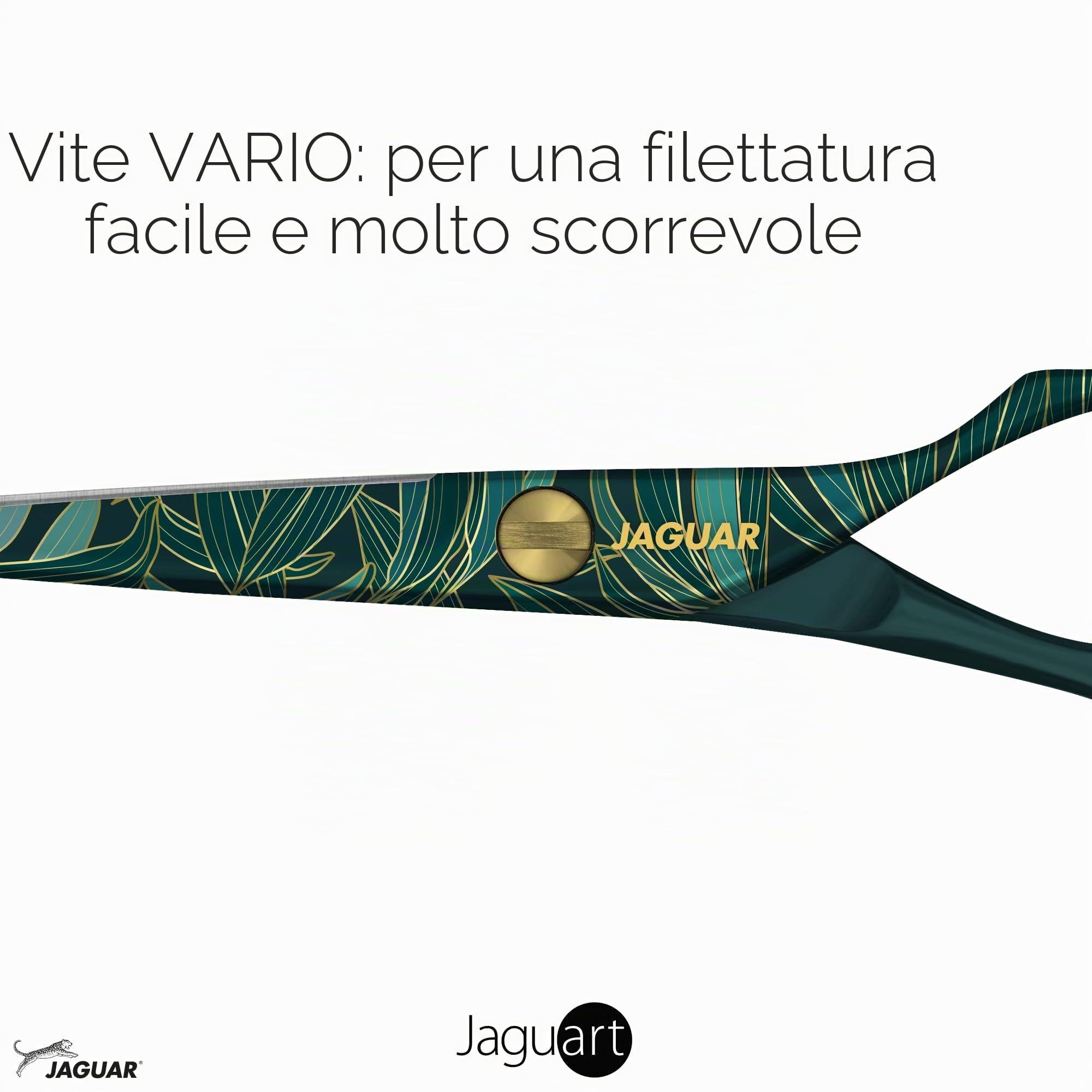 JAGUAR Forbici da parrucchiere JaguART EXOTIC ISLAND 5,5" | Forbici da parrucchiere con design offset | Rivestimento high-tech anallergico e resistente in qualità fotografica | Made in Germany