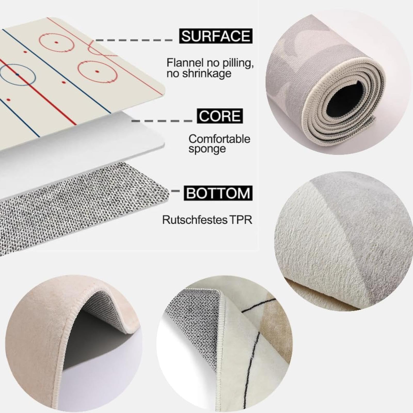 Prosty dywan dziecięcy 150 x 210 cm czerwony kolor lodowisko do hokeja na lodzie do wewnątrz antypoślizgowy można prać w pralce, dywan do salonu, niebieski i czerwony dywan do pokoju zabaw dla