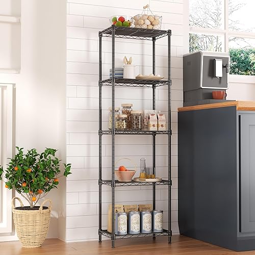 Miniatura 2 de SINGAYE Estantería de alambre de 5 niveles, estantes de almacenamiento ajustables, estantes de almacenamiento de pie para cocina, armario,