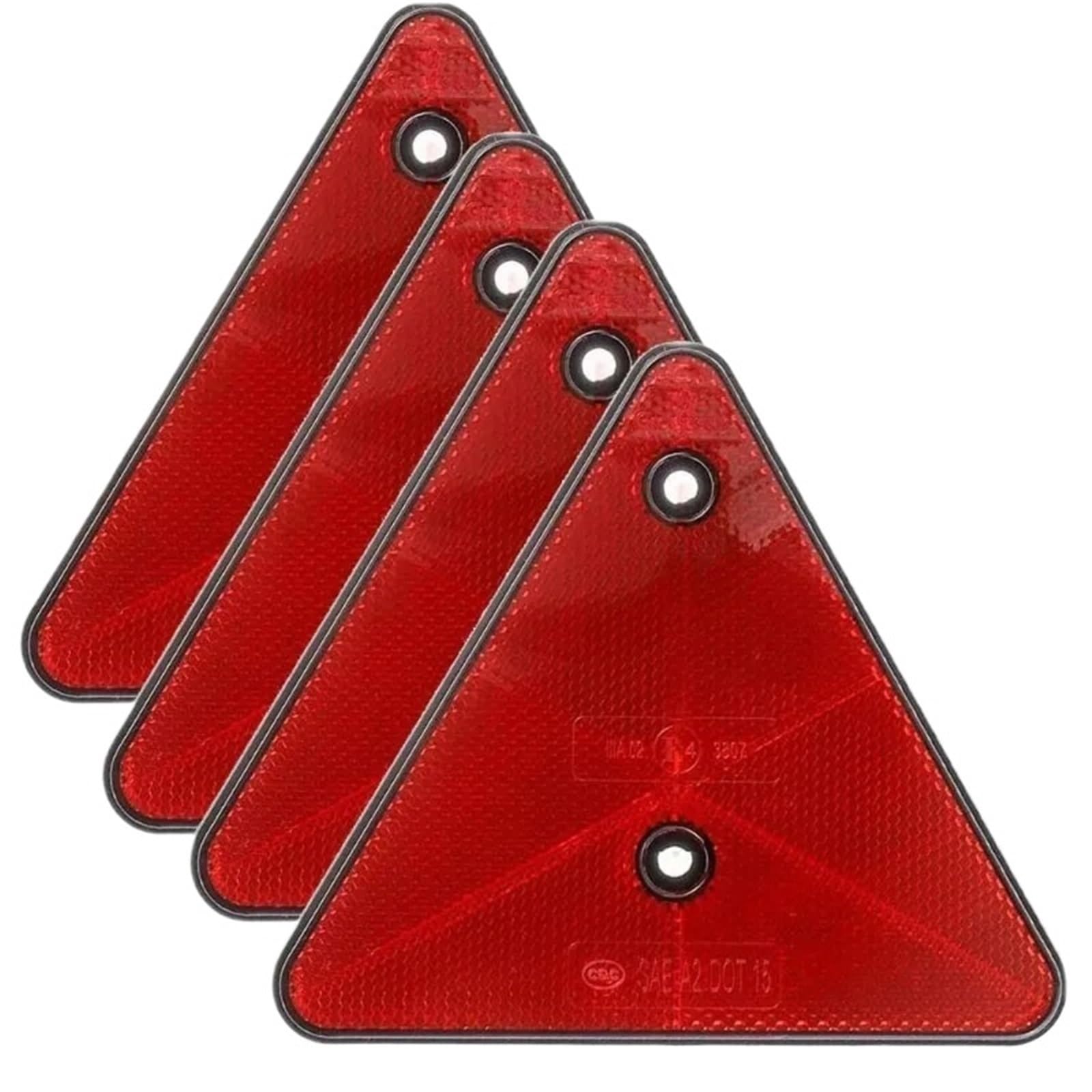 Warndreieck für Fahrzeuge Rote Dreieck-Reflektoren, hintere Reflektoren, Sicherheitswarnung für Anhänger, Fahrrad, Motorrad, LKW, Boot(4pcs)