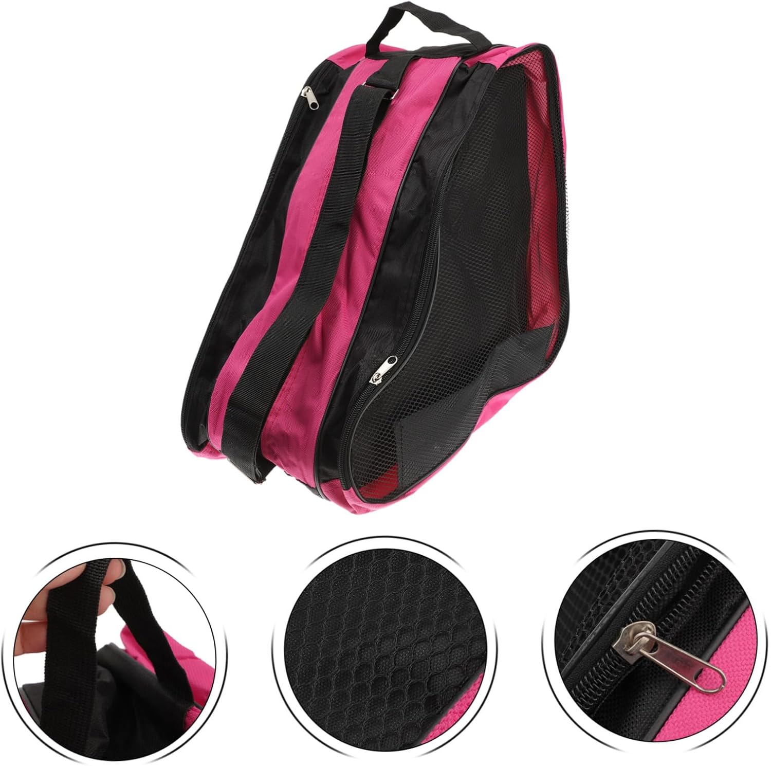 Thickened Roller Skate Storage Bag with Handle Practical Skates Carry Pouch Stylish Pink Protective Tote for Outdoor Use