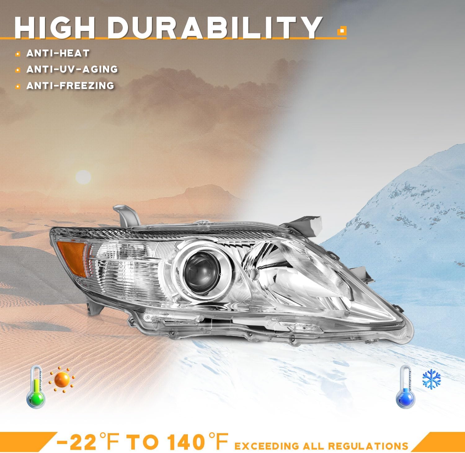 WEELMOTO Headlights Assembly For 2010 2011 Toyota Camry [4-Door Sedan] Only Fits US Version, Does NOT Fit Hybrid Models, Headlight Compatible with 10 11 Camry Headlamp Replacement Chrome Housing