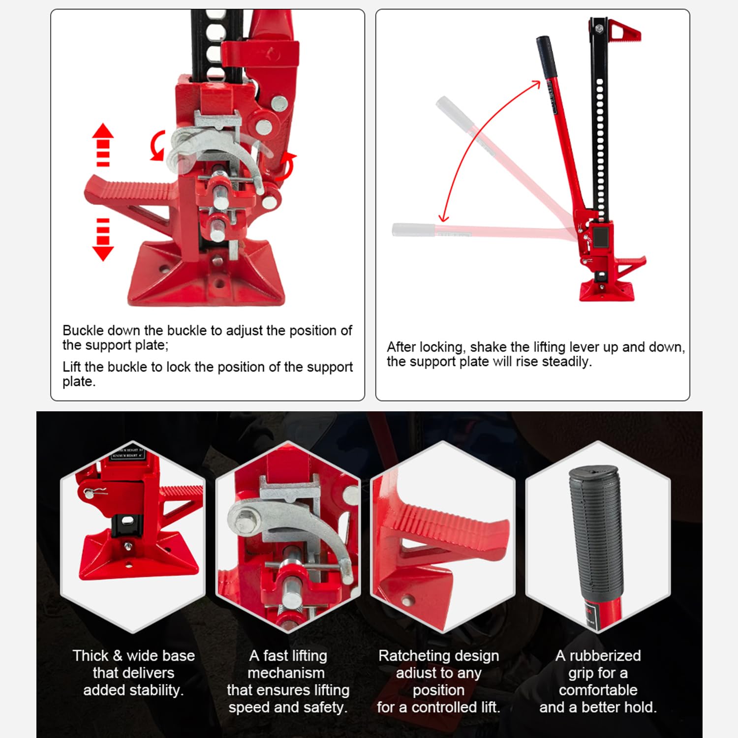 HPDMC 48 Ratcheting Off Road Utility Farm Jack 3 Ton