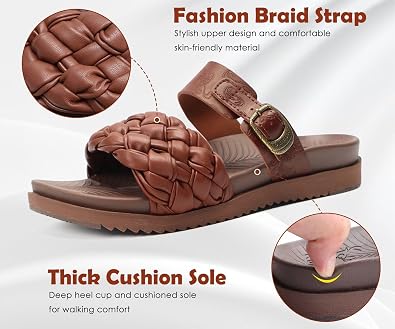 KuaiLu Women's Arch Support Orthopedic Open Toe Sandals