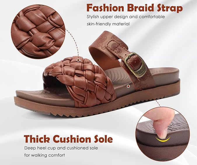 KuaiLu Women's Arch Support Orthopedic Open Toe Sandals