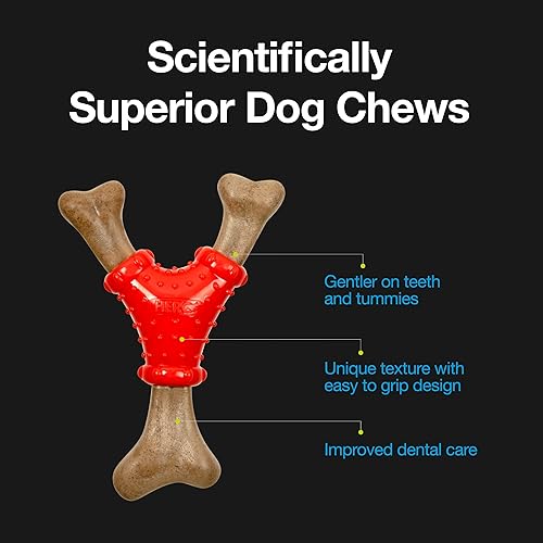 Vista 3 de Hero Bonetics Noisy Joint Wishbone - Promueve dientes saludables, encías y mente, sabor a tocino, para perros medianos