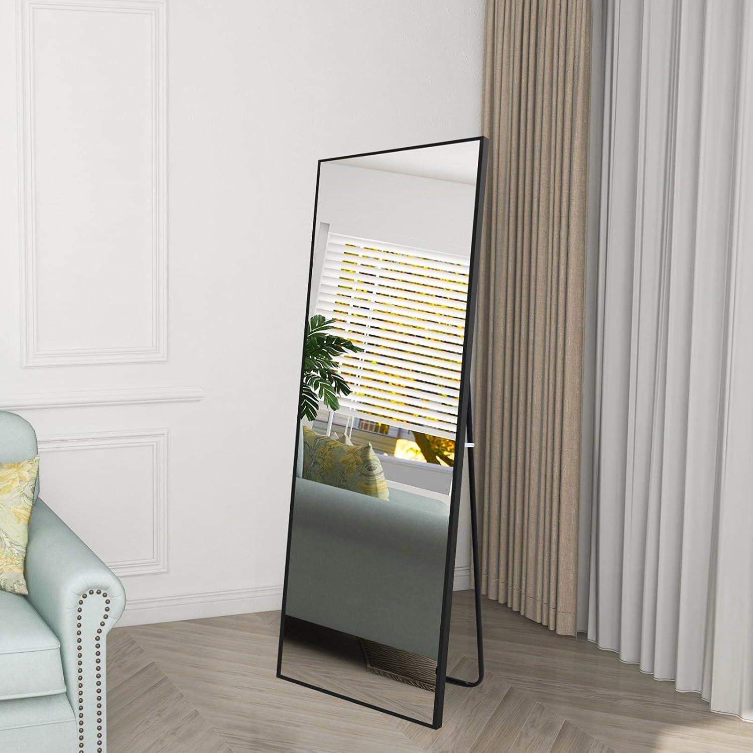 KANEEZUD 65" x 22" Full Length Mirror Standing, Floor & Wall Mirror, Large Full Body Hanging or Leaning for Bathroom/Bedroom/Living Room, Aluminum Alloy Thin Frame, Gold : Home & Kitchen
