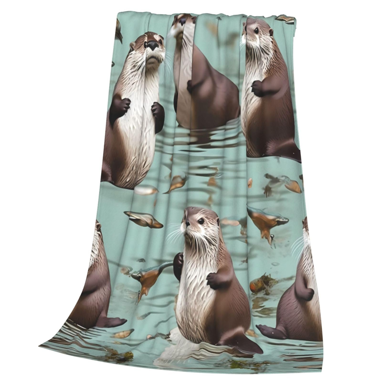 Couverture imprimée loutres en microfibre pelucheuse, le cadeau cocooning idéal
