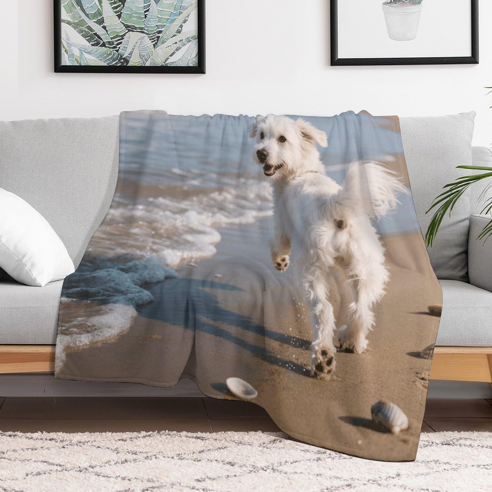 Couverture polaire chien de plage pour cocooning sur canapé et lit en toutes saisons