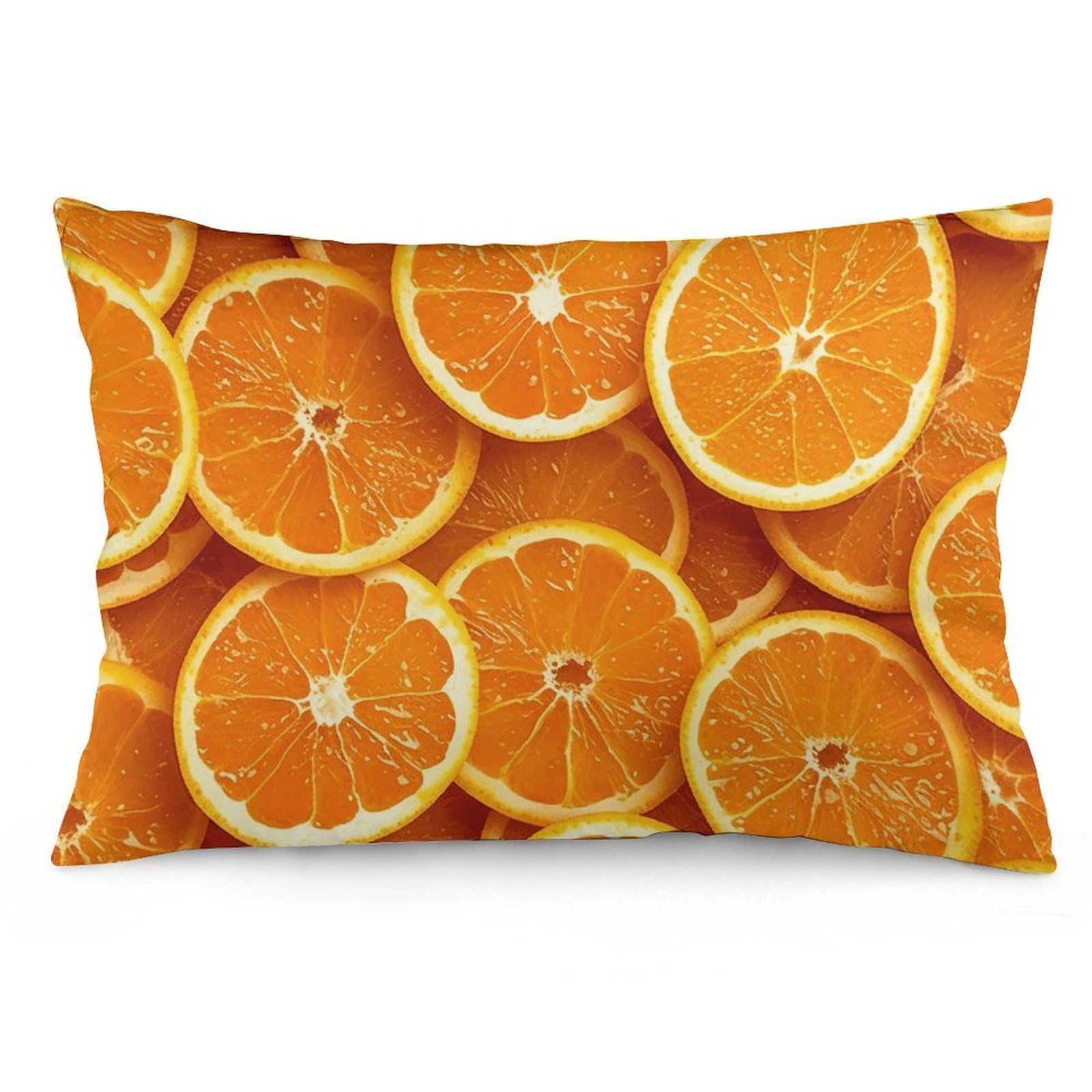 2 Pack Pillow Cases for Hair and Skin, Soft Breathable Pillow Case Covers with Hidden Zipper, Orange Slices Pillowcase 20"x30" Pillow Covers for Sleeping Gift