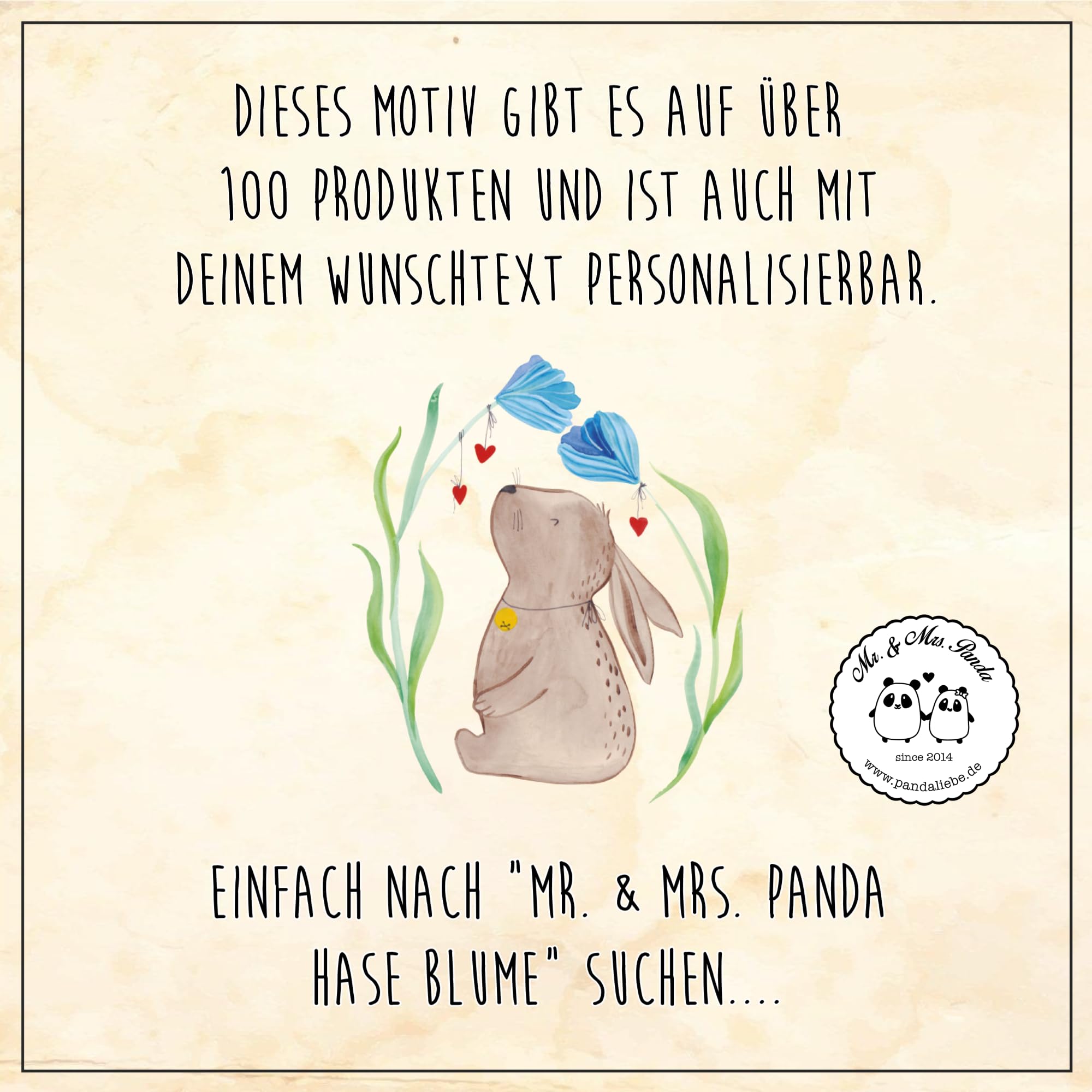 Mr. & Mrs. Panda Fußmatte selbst gestalten Hase Blume 40 x 60 cm - Personalisierte Geschenke, Kaninchen, Taufe, Träume, Fussmatte personalisiert, Geburtstag, personalisierbar, mit Name, Geburt, Text