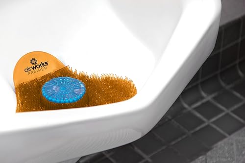 Miniatura 2 de AirWorks AWSP007 Premier - Pantalla para orinal con bloque, mango, naranja claro, 5 pulgadas de alto x 4 pulgadas de largo (paquete de 12)