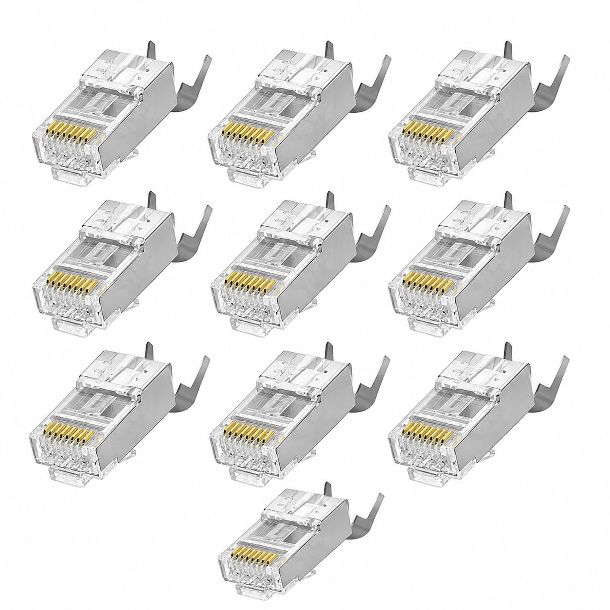 10 PIECES (Not Pass Through) RJ45 Connector CAT7/CAT6A, 8P8C Modular Plug, 50U Nickel Plated, 23AWG Ethernet Crimping Connectors, 10 Pack-image-27