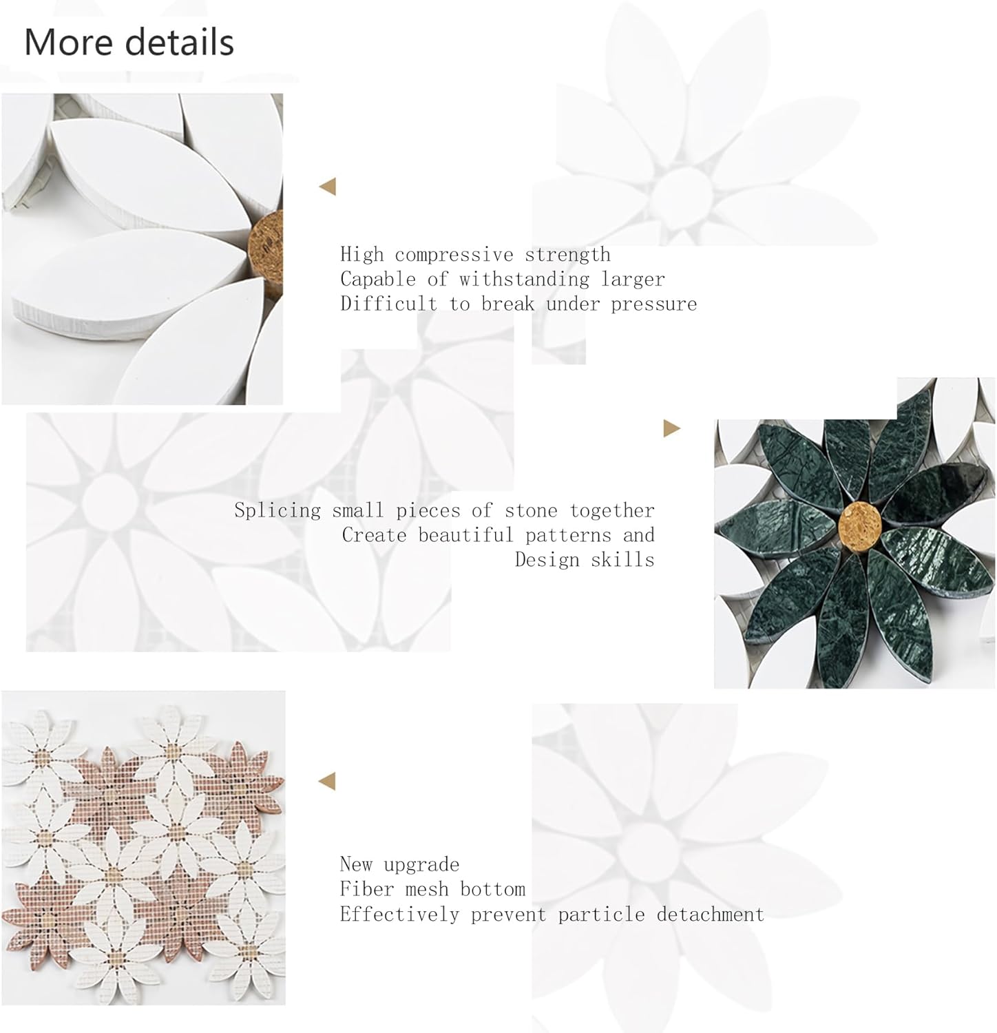 Decorative Floral Mosaic Wall and Floor Tiles, Daisy Patterns in Multiple Color Combinations, Natural Marble Art Design (Style 2 (119 Square inches))