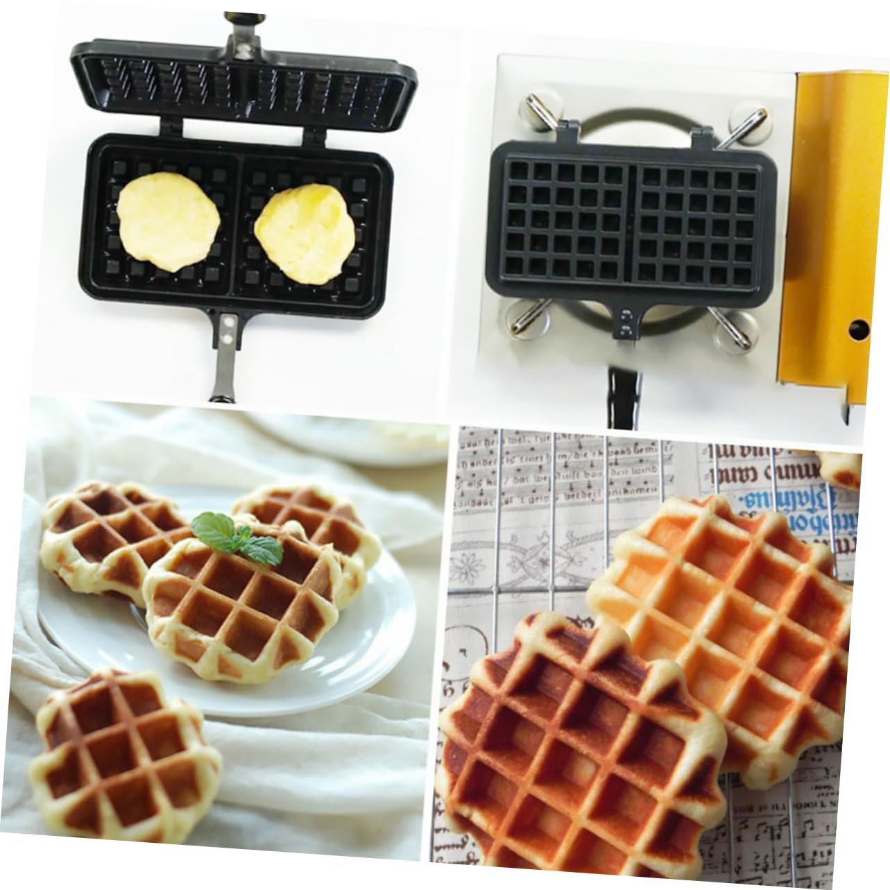 Stampo e Colazioni Croccanti per Waffle e Lavabile in Alluminio Pressofuso Nero, Antiaderente per Cottura Domestica
