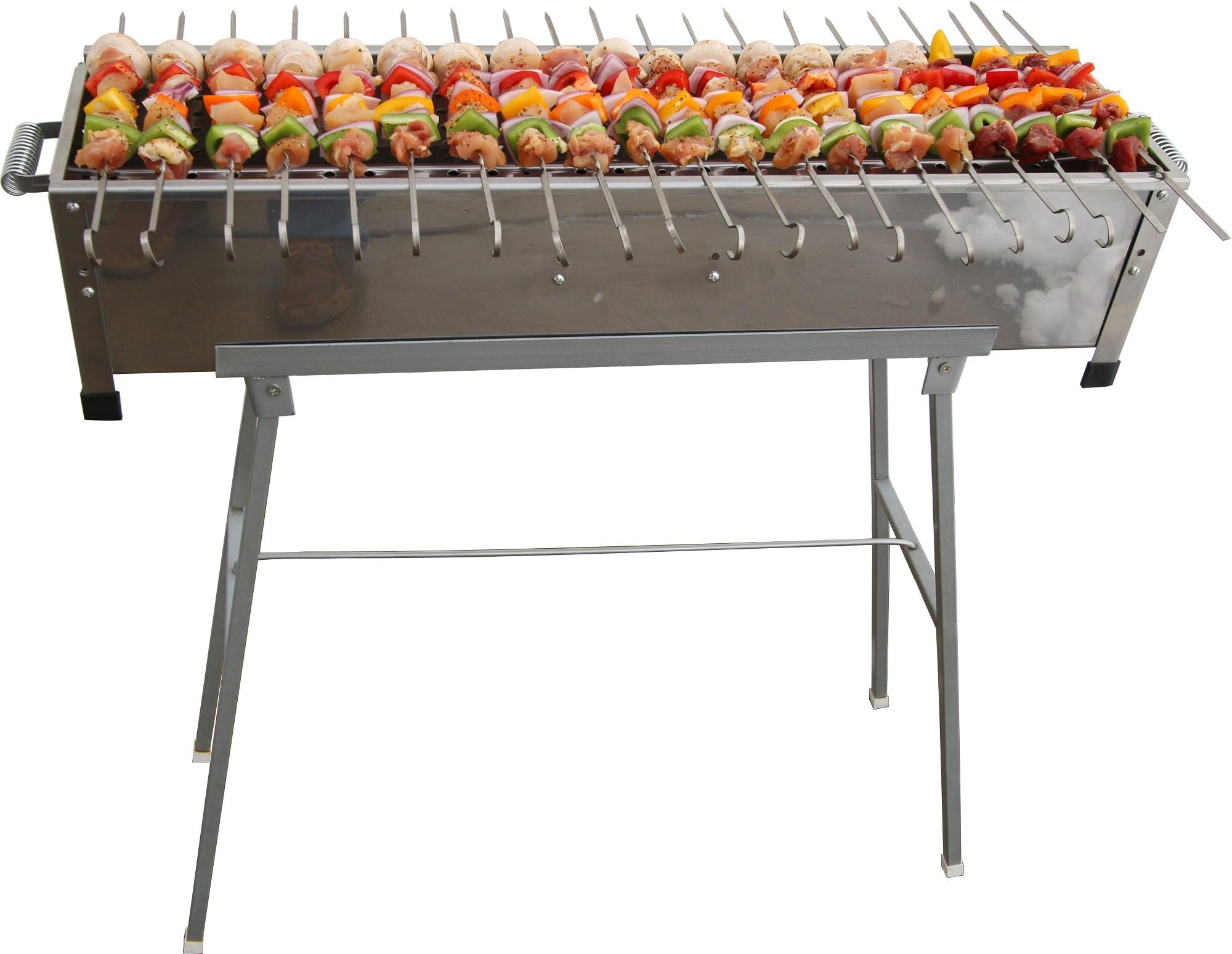 32" Stainless Steel Shish Kebab Grill w/Stand & 20 Skewers