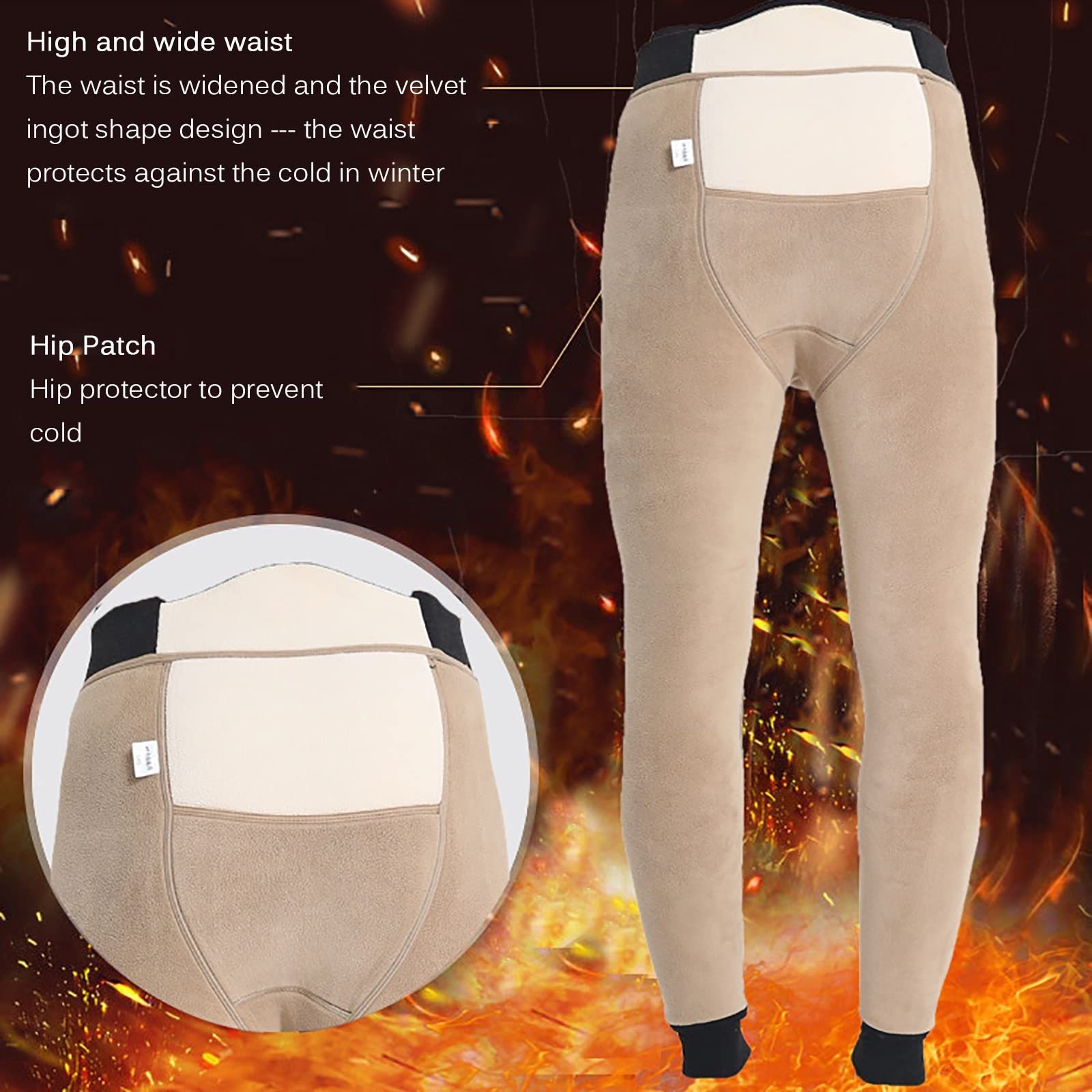 Pantalones Térmicos Hombres Mantienen Fondo Interior Caliente Invierno(Size:4XL,Color:Negro)