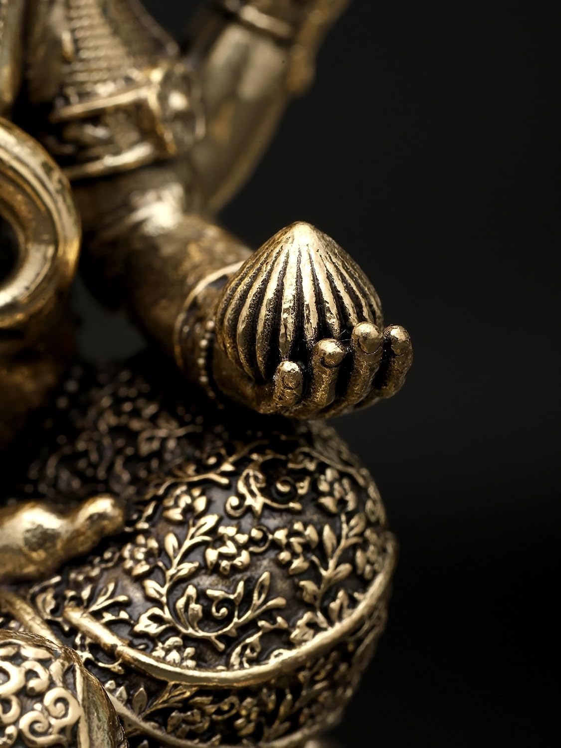 Exotic India 5" Small Superfine Blessing Lord Ganesha Brass Statue Vignaharta Murti for Vastu and Home Temple