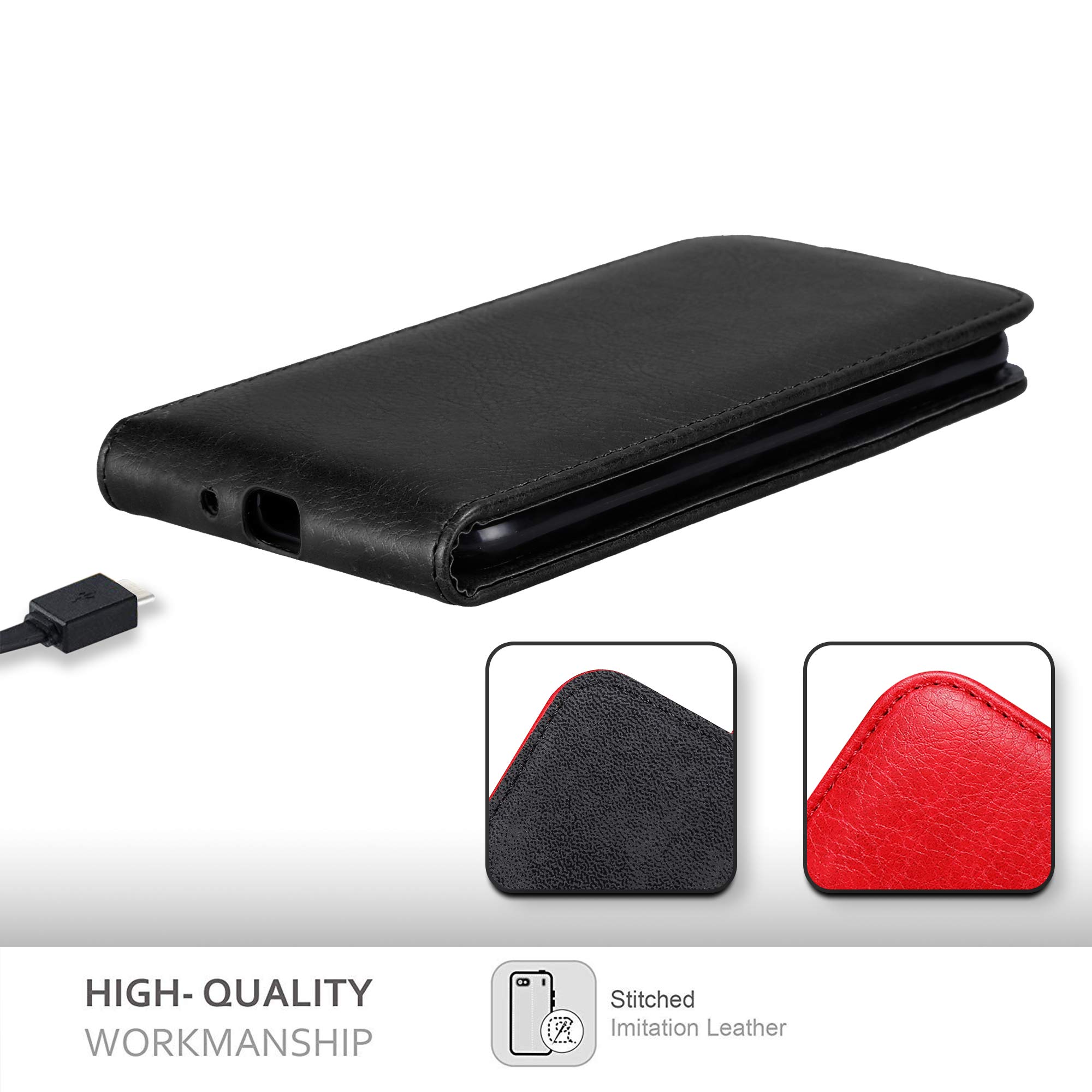 Cadorabo Flip Cover Per Sony Xperia L2 - Custodia A Libro In Pelle Sintetica Con Chiusura Magnetica - Colore Nero Di Notte - 3