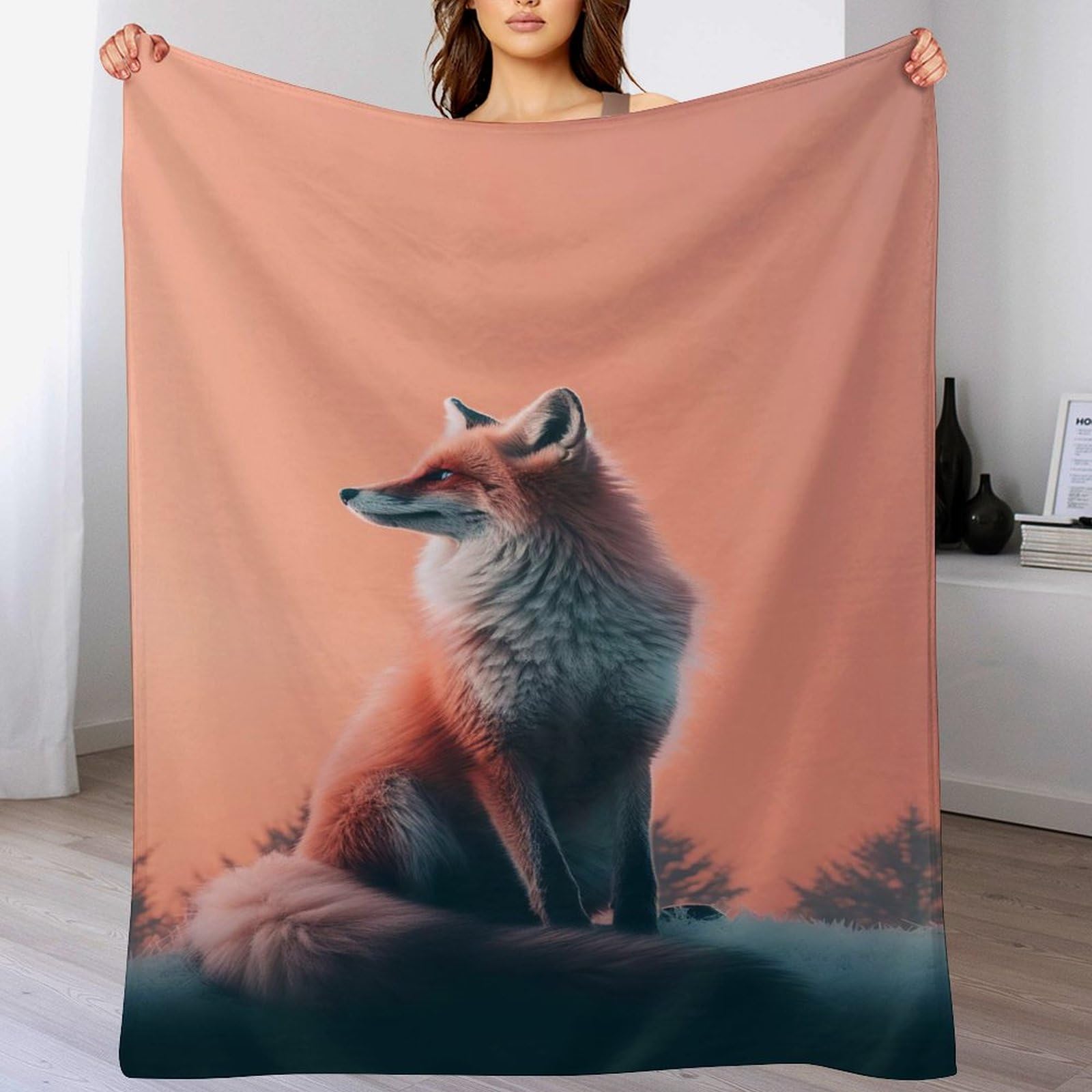 Couverture renard haut de gamme en peluche flannel douce 150x200