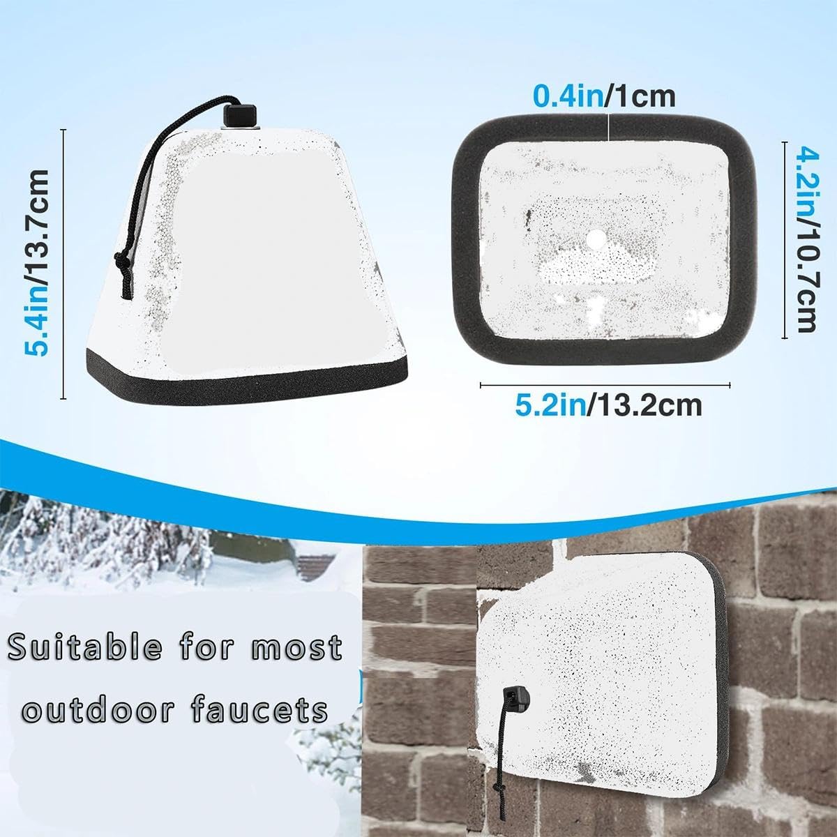 Coperture per rubinetti invernali da esterno, isolate in schiuma, per protezione dal gelo, coperture per tubo da giardino (confezione da 2) - Accessori essenziali per l'inverno