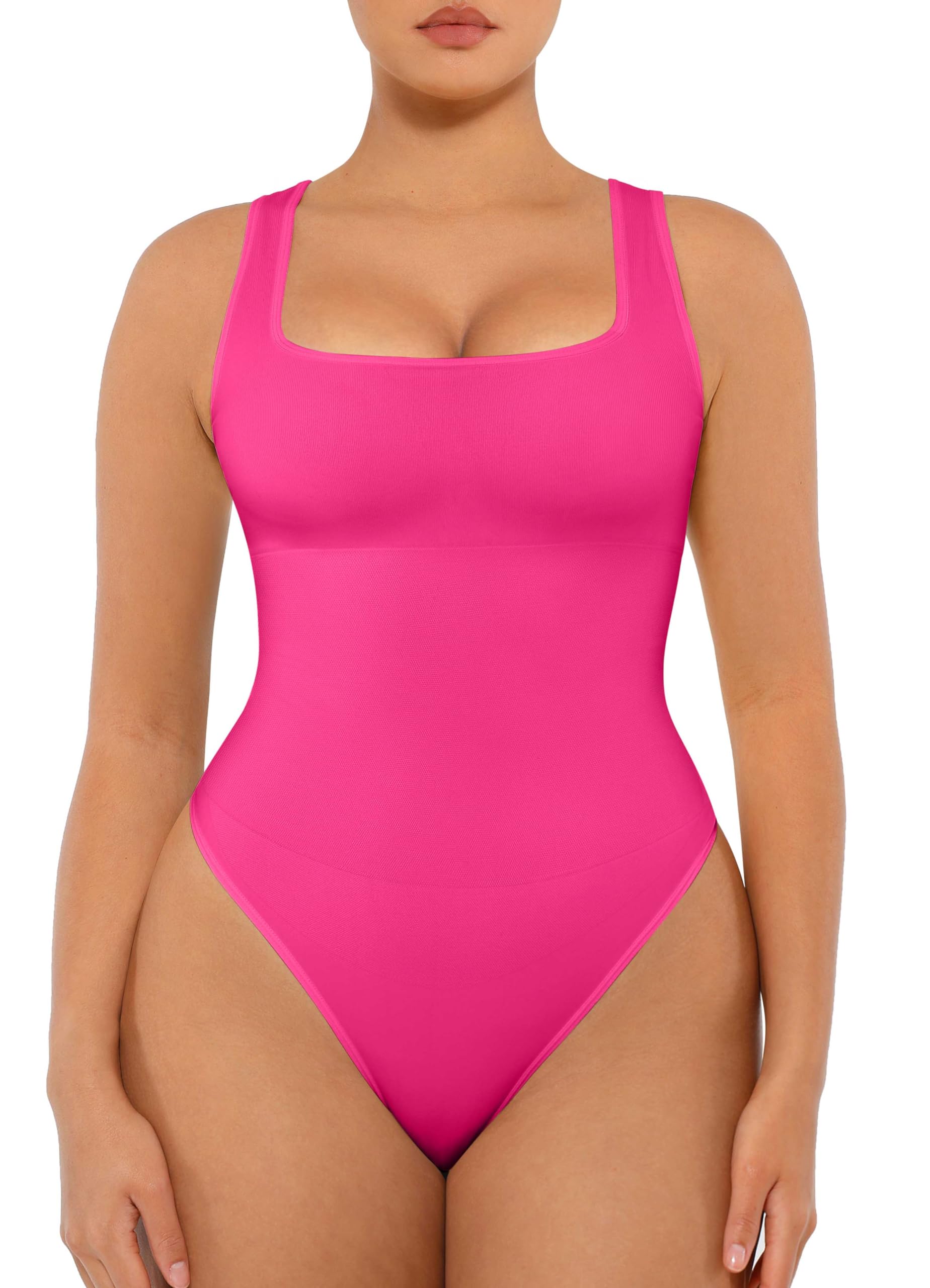 FeelinGirl Bodysuit Seamless Square Neck Tummy Control Shapewear Bodysuit