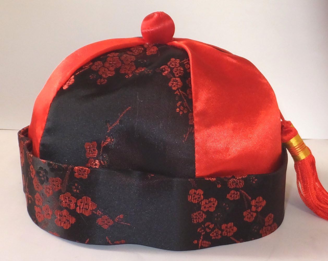 Fun Express - Red Mandarin Hat with Tassels - Apparel Accessories - Hats - Novelty Piece Hats - 1 Piece