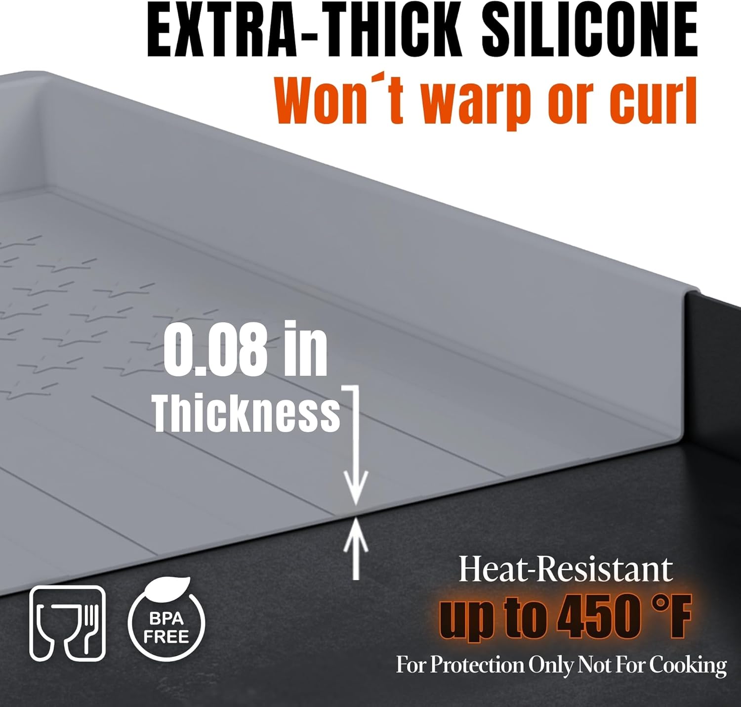 36 Inch Silicone Griddle Mat Cover for Blackstone, Heavy Duty Flat Top Grill Protector, Embossed American Flag, Weather Resistant, Not For Omnivore Models, Gray by WEISSBOX